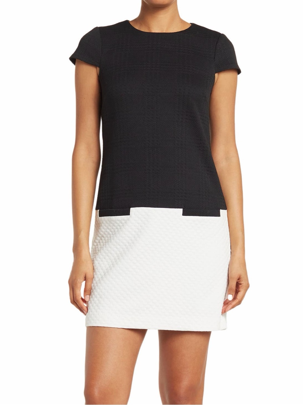 Eliza J Colorblock Cap Sleeve Shift Dress In Navy White